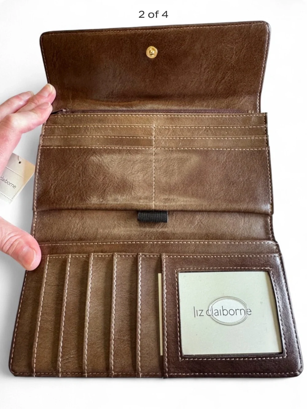 Liz Claiborne Dark Brown Leather Clutch Wallet